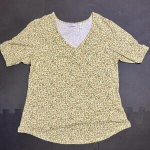 Isaac Mizrahi Live Size Small Dressy All over Floral Printed Shirt Top Rayon New